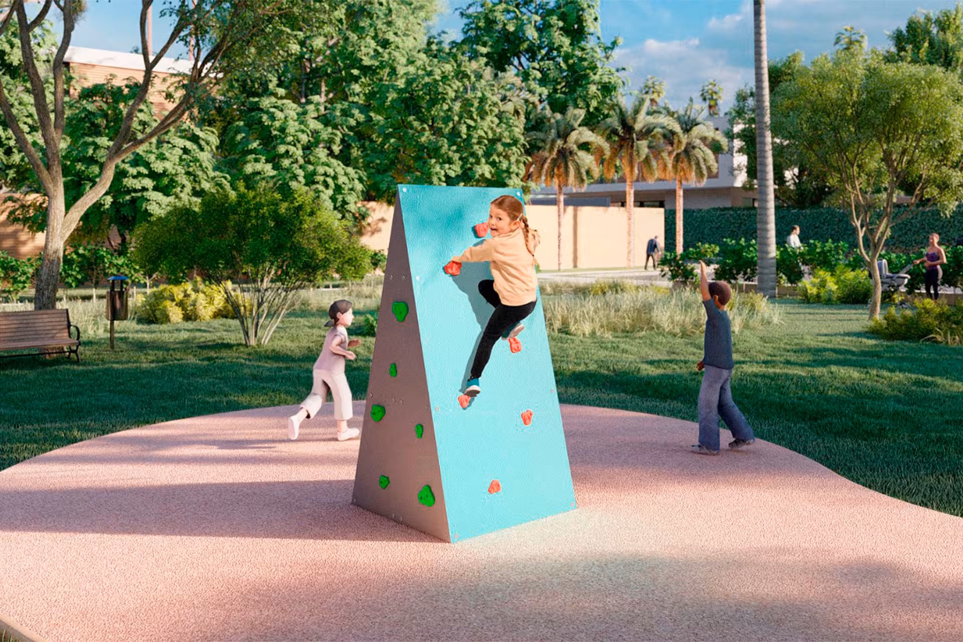 Enfant sur bloc escalade