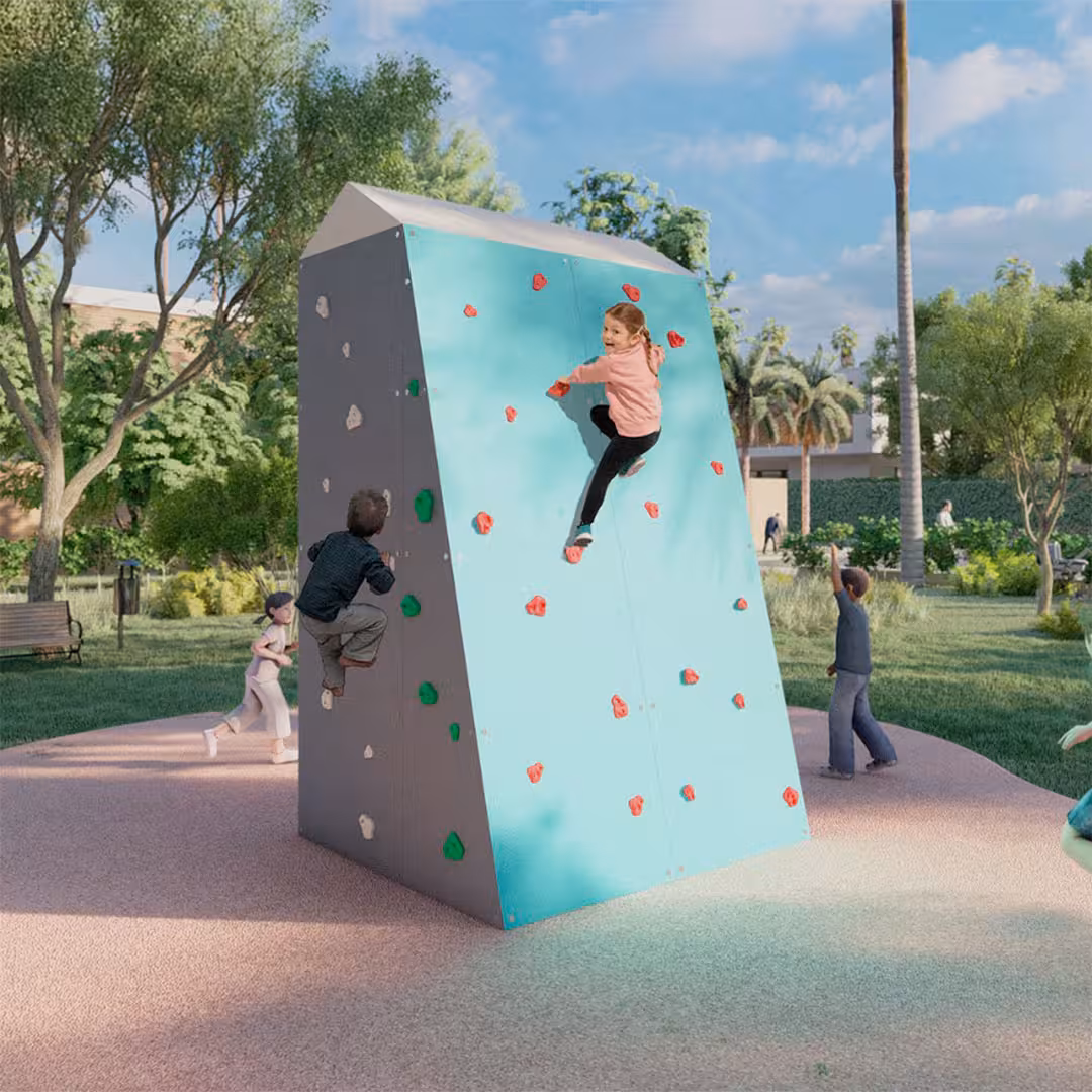 Mur escalade extérieur ado pour aire de jeux
