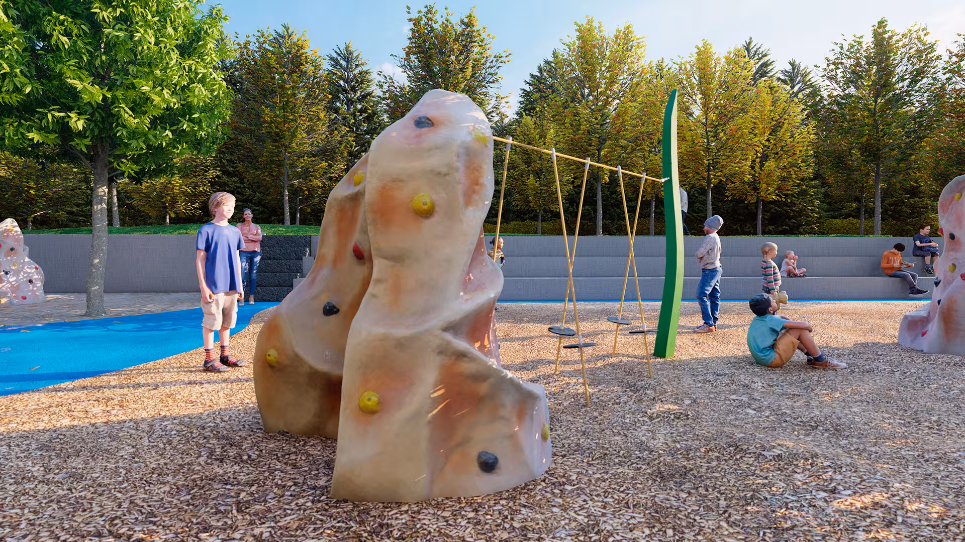parcours ludique avec rochers escalade pour enfants
